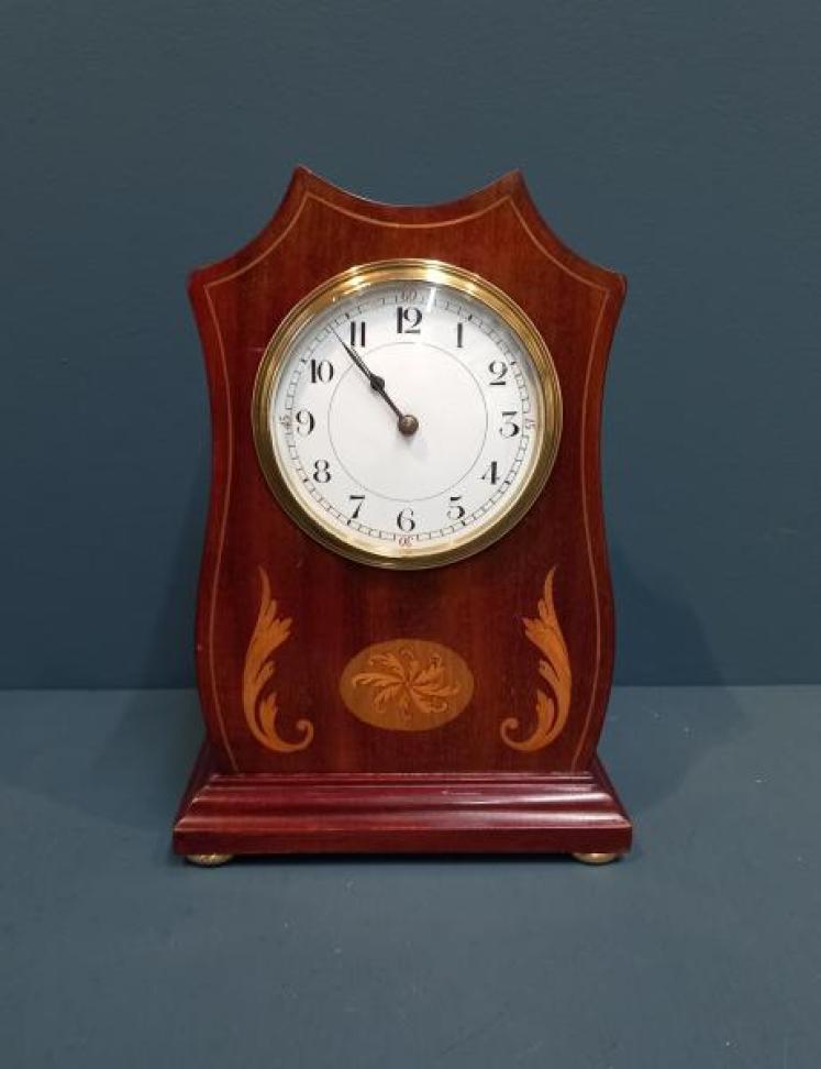 Edwardian Scalloped Top Inlaid Mantel Clock - Image 1