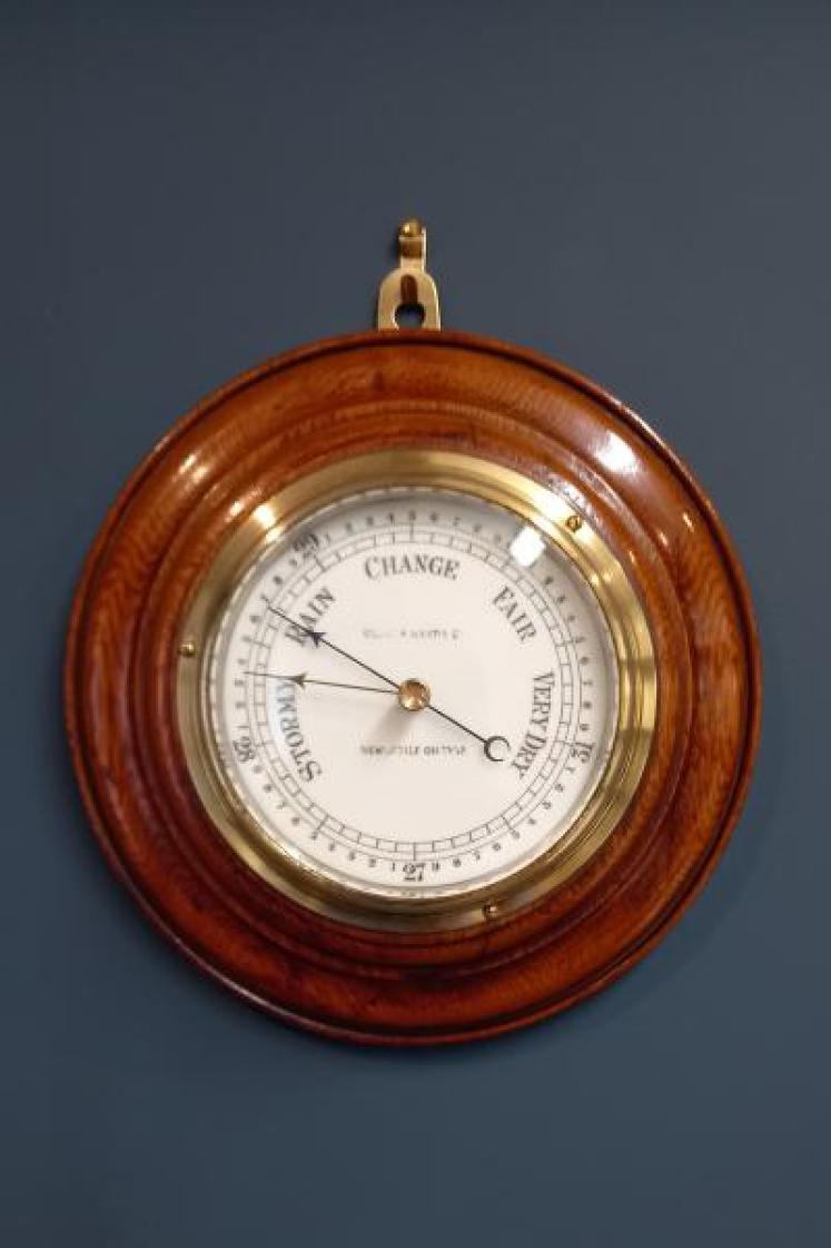 Victorian Polished Oak Newcastle Barometer - Image 1