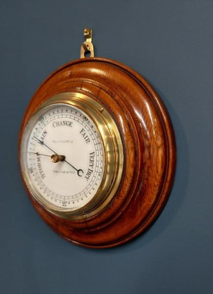 Victorian Polished Oak Newcastle Barometer - Image 5