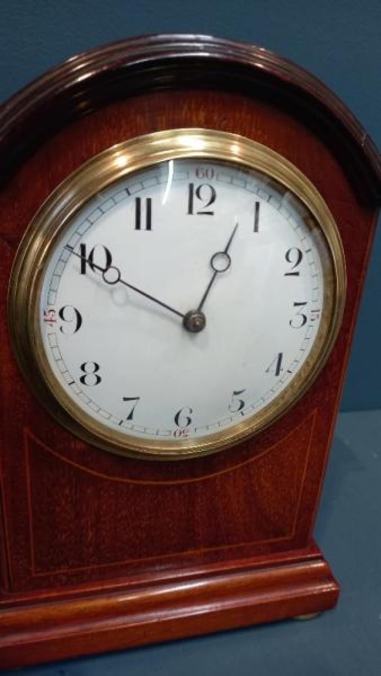 Edwardian Satinwood Banded Mantel Clock - Image 3