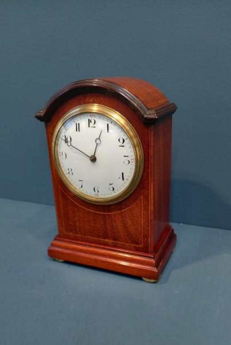 Edwardian Satinwood Banded Mantel Clock - Image 7