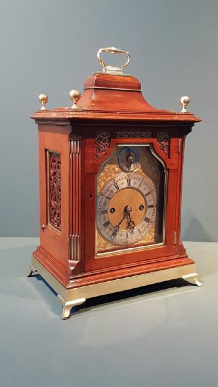 Late Victorian Mahogany Double Fusee Bracket Clock - Image 4