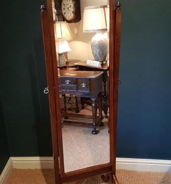 Edwardian Walnut Cheval Mirror