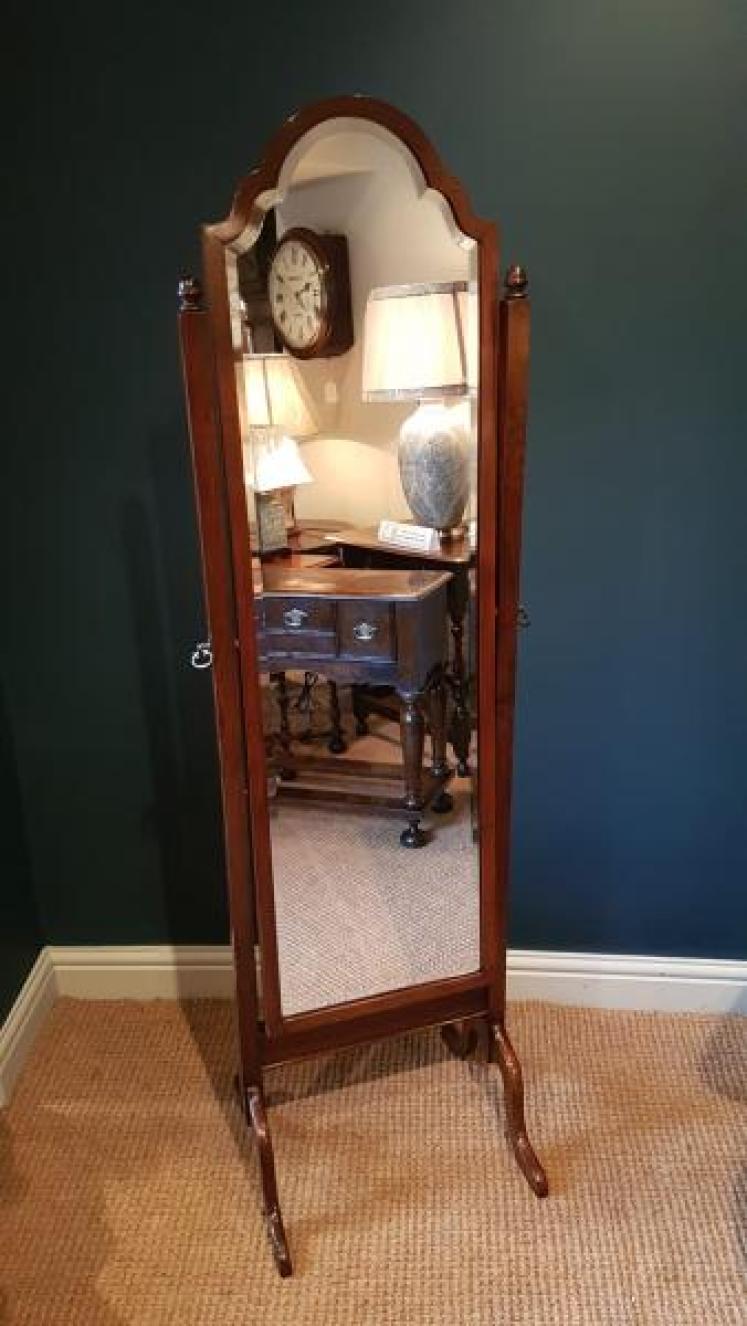 Edwardian Walnut Cheval Mirror - Image 1