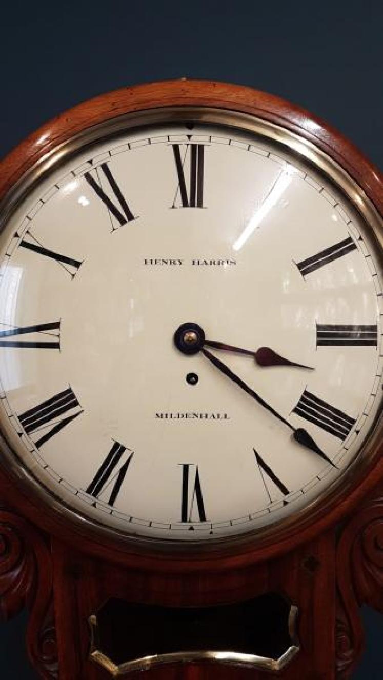 Early Victorian Mahogany Drop Dial Fusee Wall Clock - Image 2