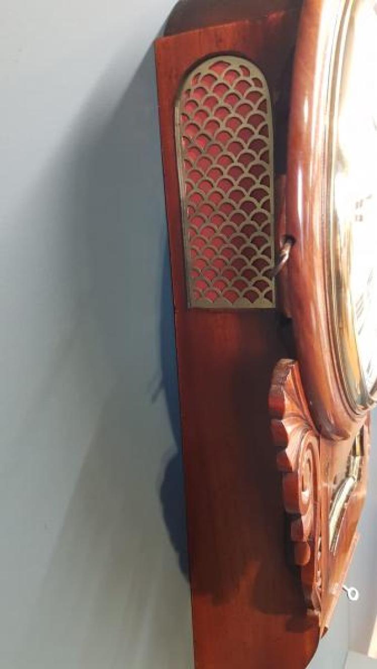 Early Victorian Mahogany Drop Dial Fusee Wall Clock - Image 3