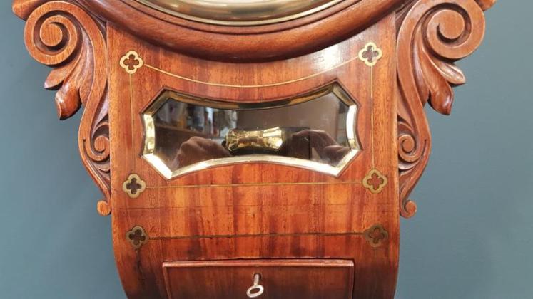 Early Victorian Mahogany Drop Dial Fusee Wall Clock - Image 5