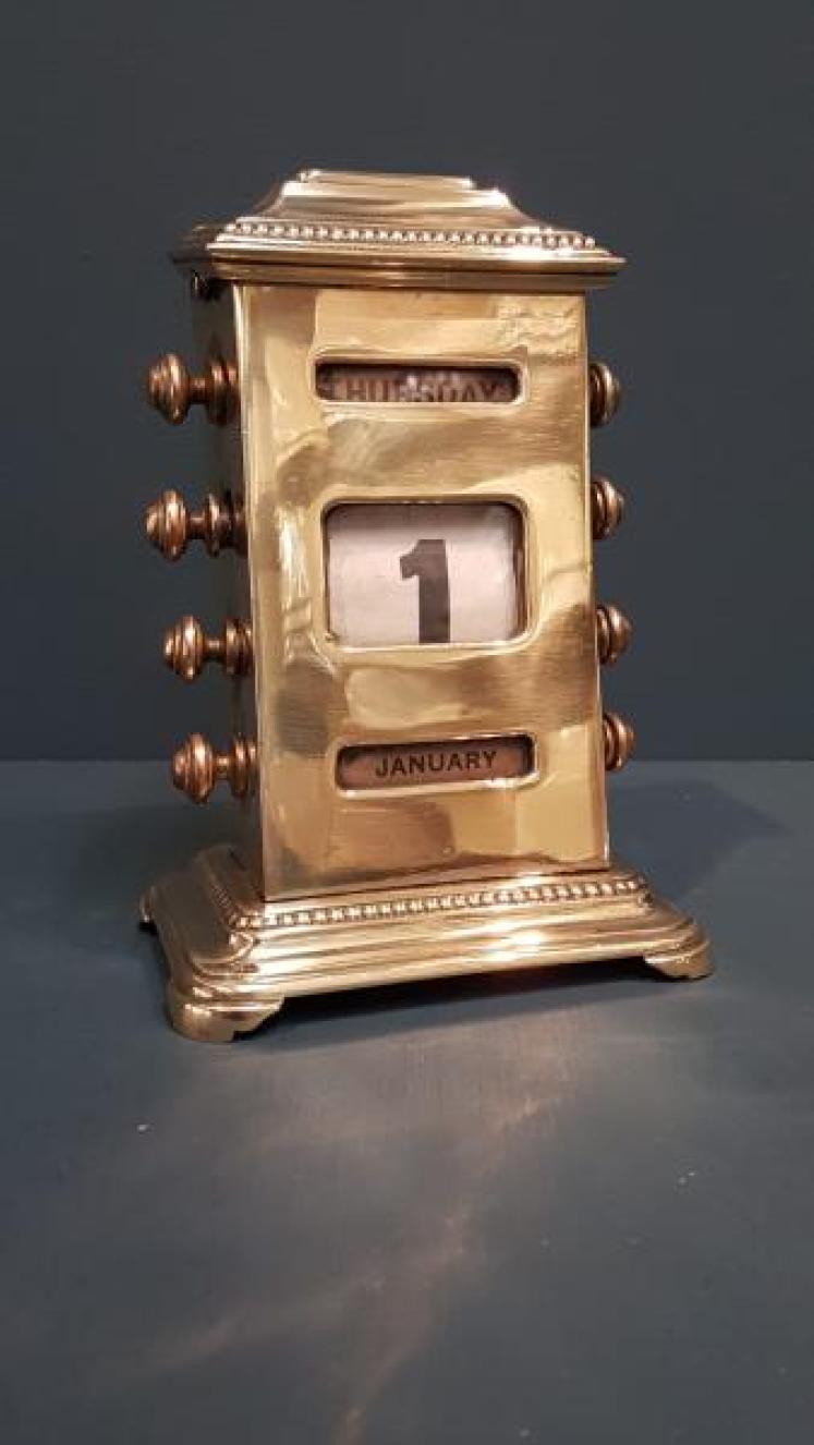 Edwardian Cast Brass Perpetual Desk Calendar - Image 1
