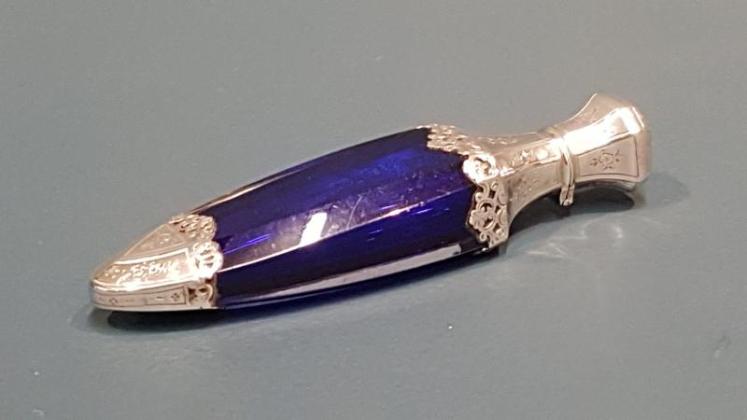 Victorian Silver and Bristol Blue Glass Scent Bottle - Image 1