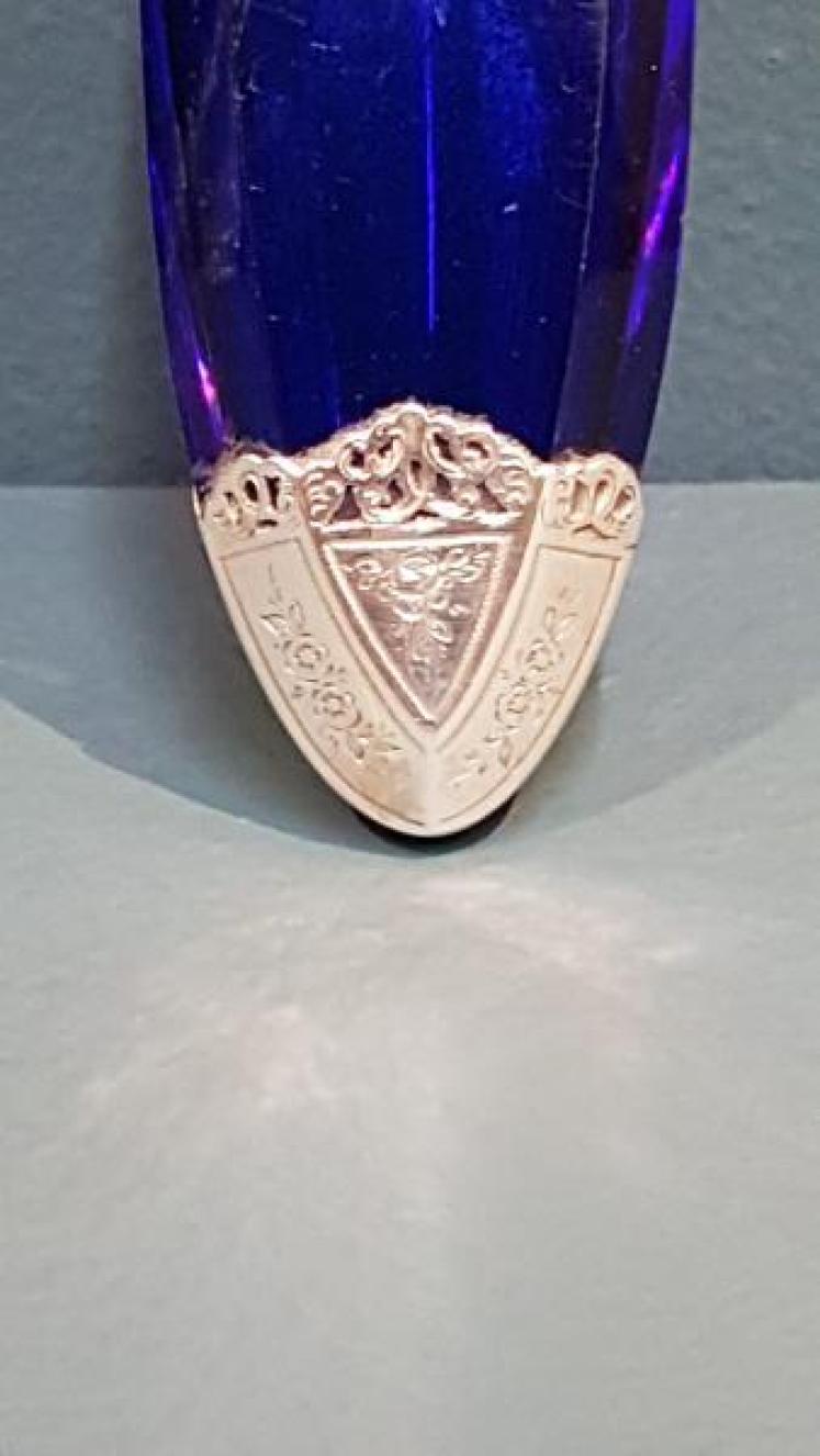 Victorian Silver and Bristol Blue Glass Scent Bottle - Image 6