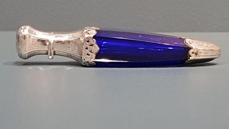 Victorian Silver and Bristol Blue Glass Scent Bottle - Image 7