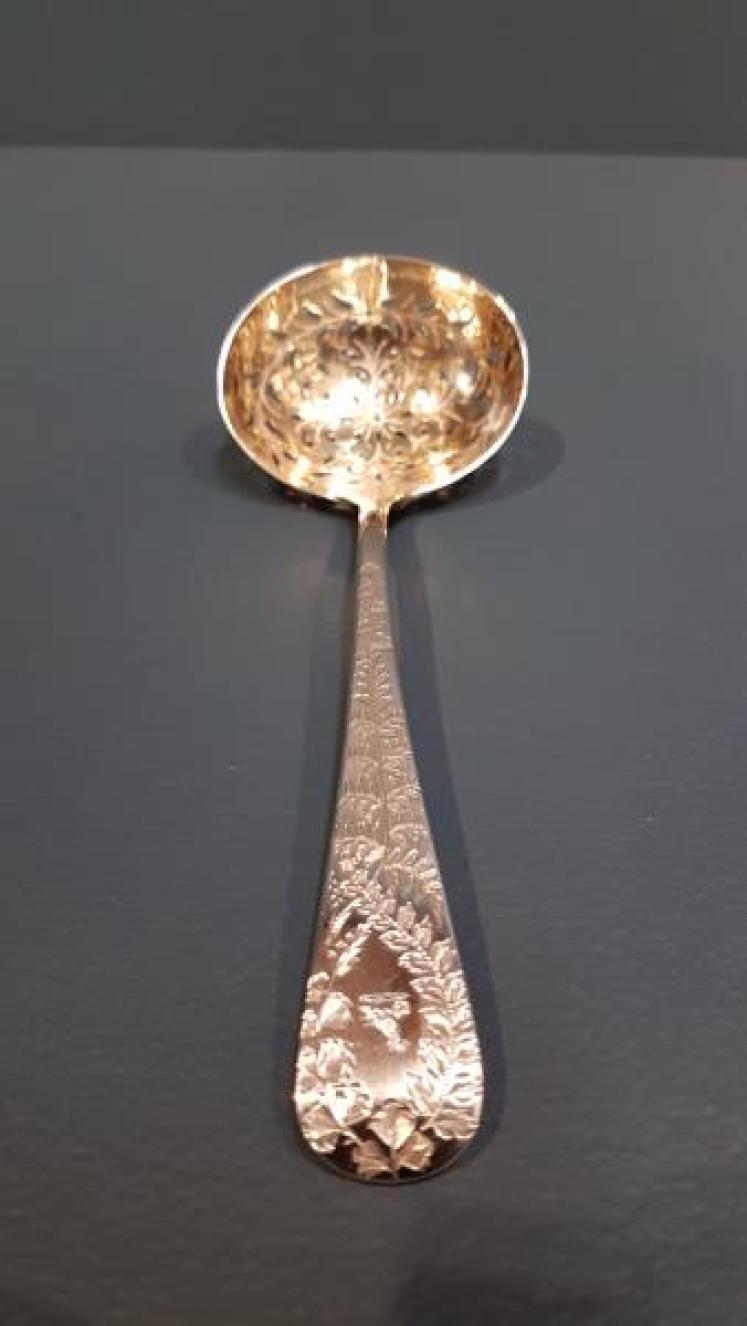 George III Silver Fretted and Gilded Ladle - Image 2
