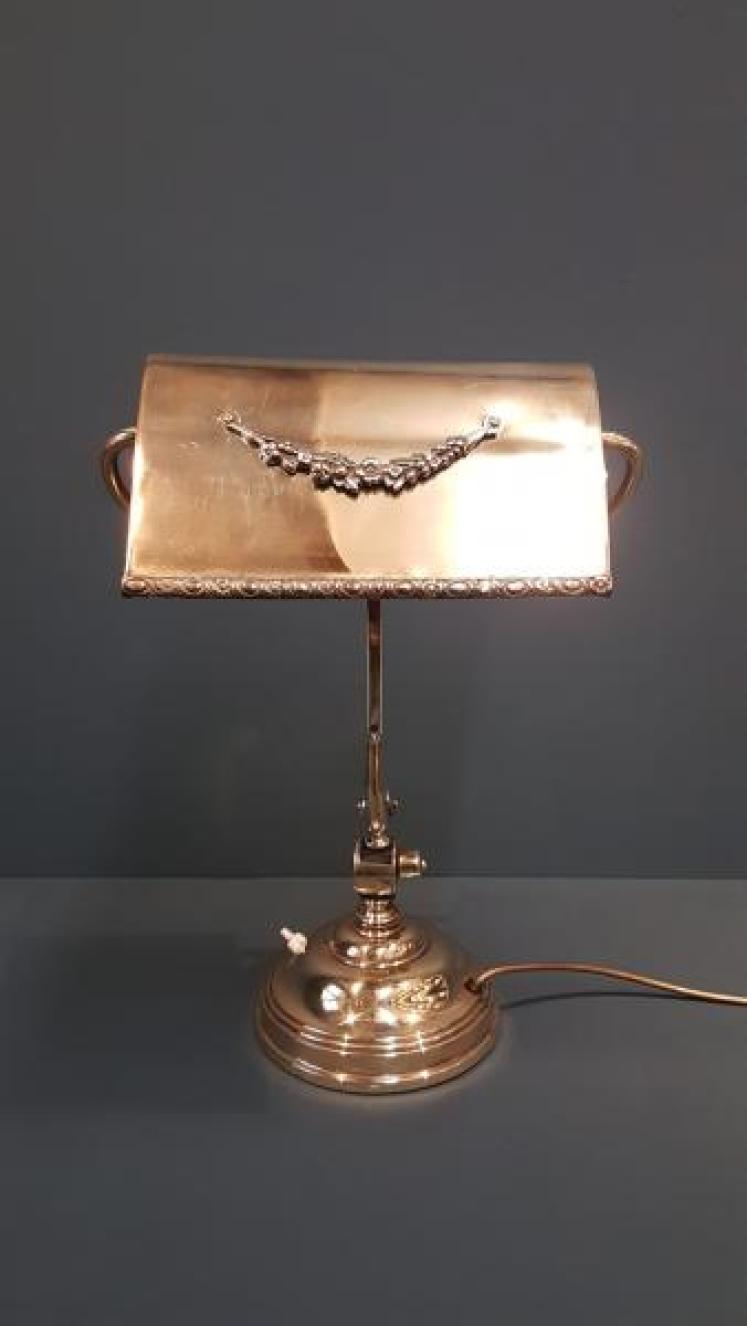 Edwardian Brass Adjustable Bankers Lamp - Image 1