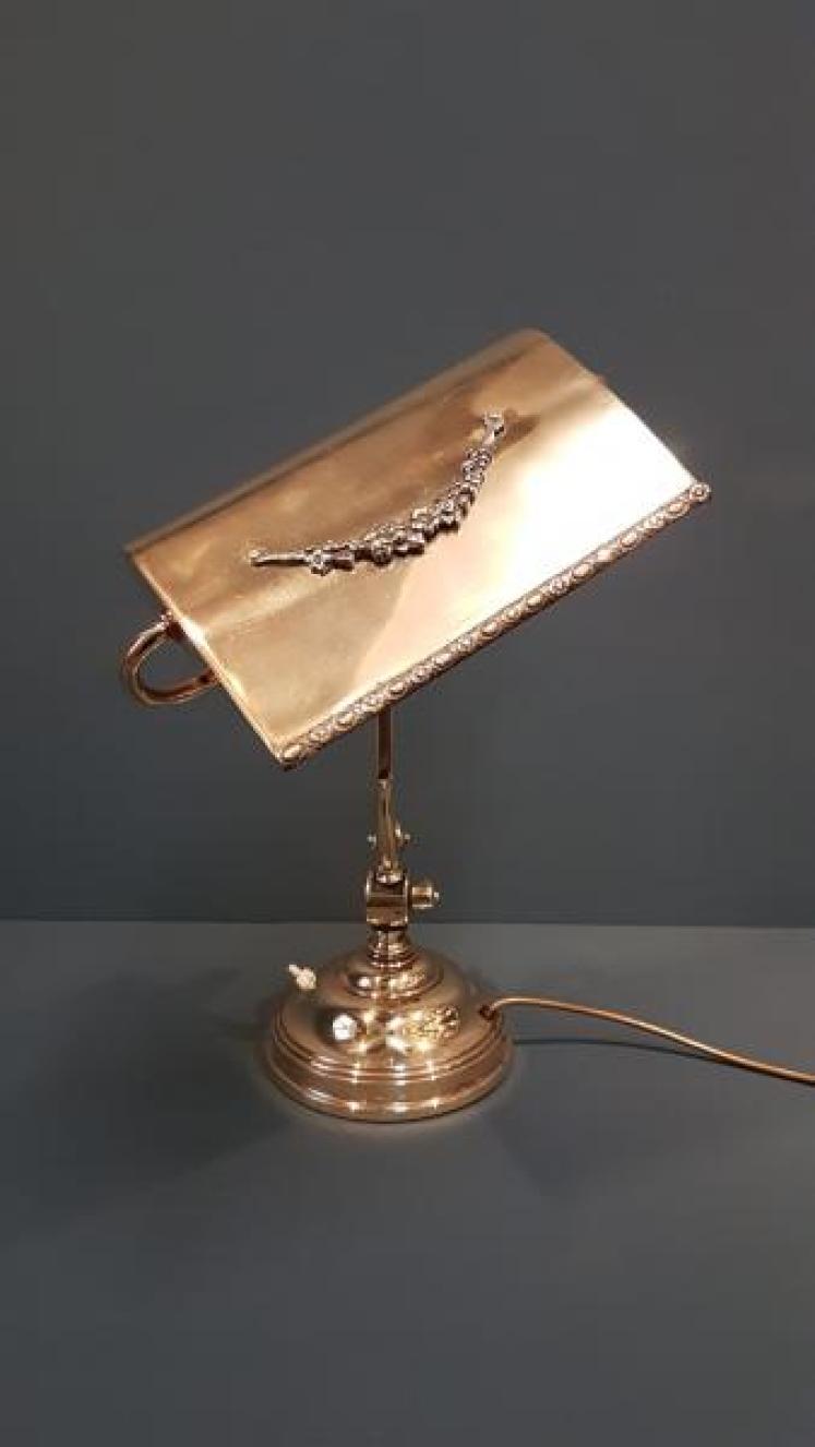Edwardian Brass Adjustable Bankers Lamp - Image 3