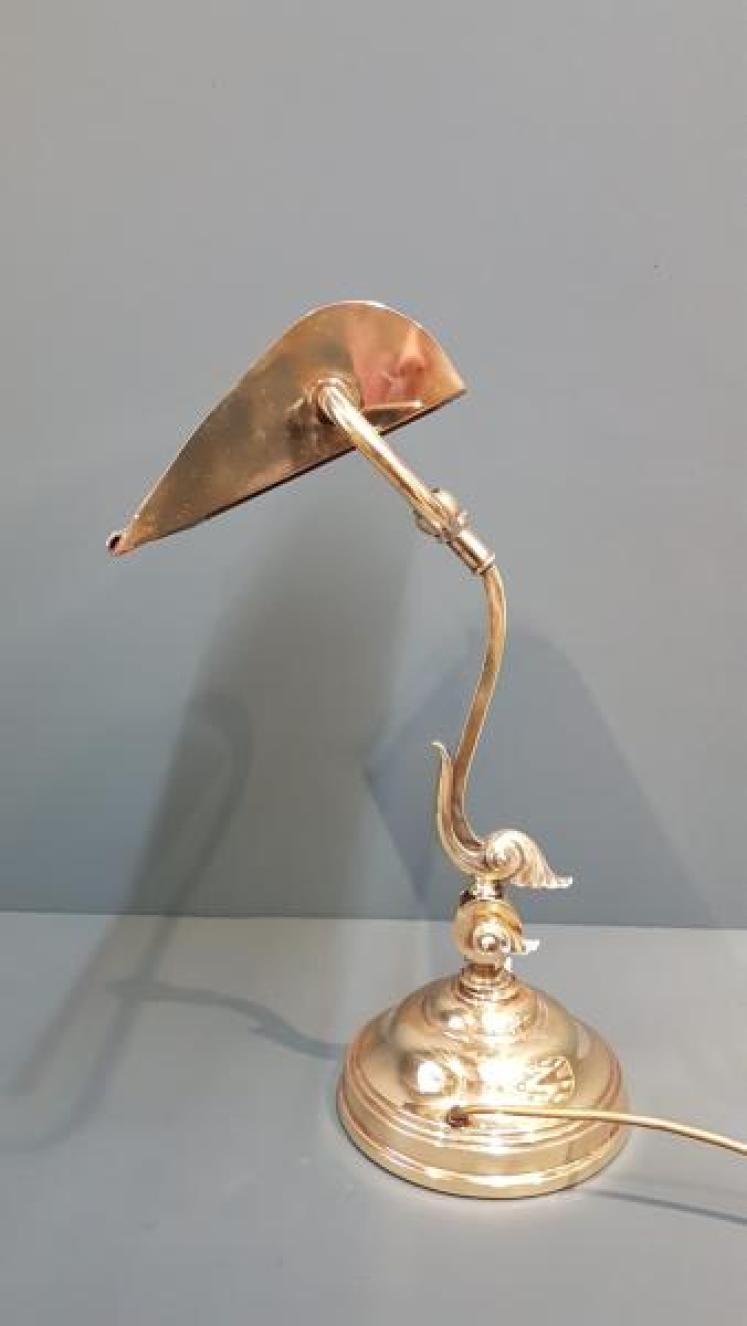 Edwardian Brass Adjustable Bankers Lamp - Image 4