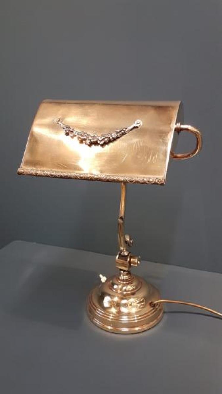 Edwardian Brass Adjustable Bankers Lamp - Image 7
