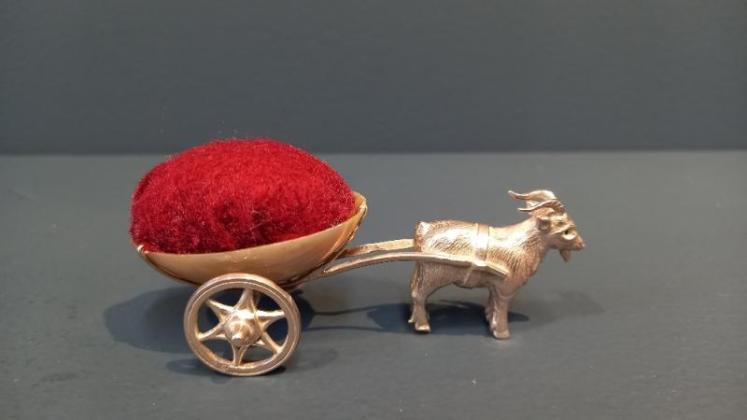 Rare Adie & Lovekin Silver Goat & Cart Pin Cushion - Image 1