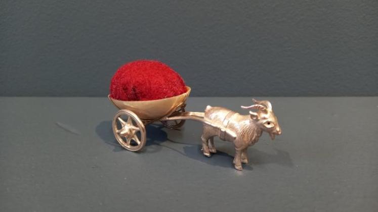 Rare Adie & Lovekin Silver Goat & Cart Pin Cushion - Image 2