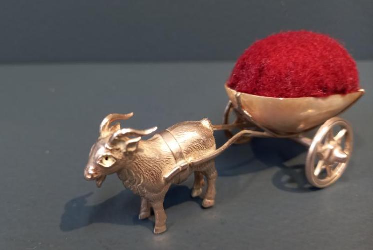 Rare Adie & Lovekin Silver Goat & Cart Pin Cushion - Image 3