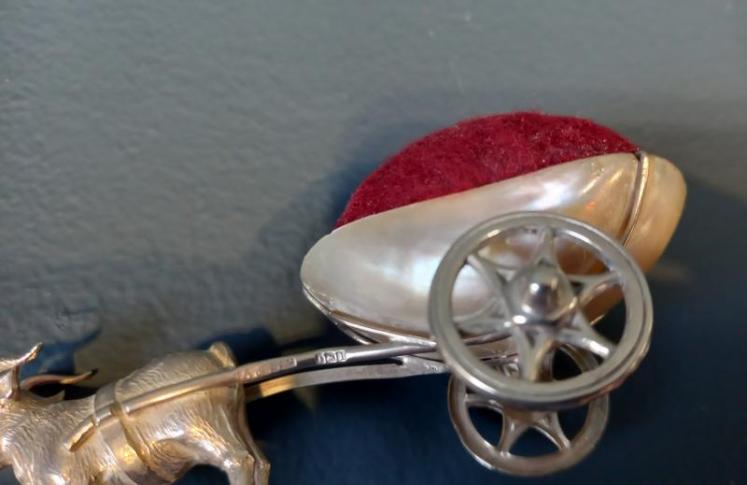 Rare Adie & Lovekin Silver Goat & Cart Pin Cushion - Image 4