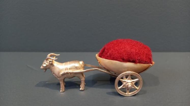 Rare Adie & Lovekin Silver Goat & Cart Pin Cushion - Image 5