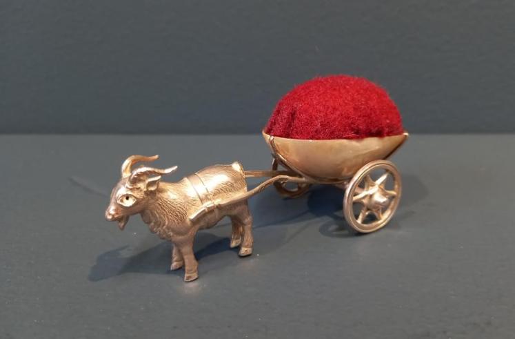 Rare Adie & Lovekin Silver Goat & Cart Pin Cushion - Image 7