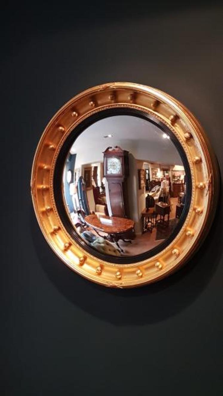 Large Edwardian Gilt Convex Mirror - Image 1