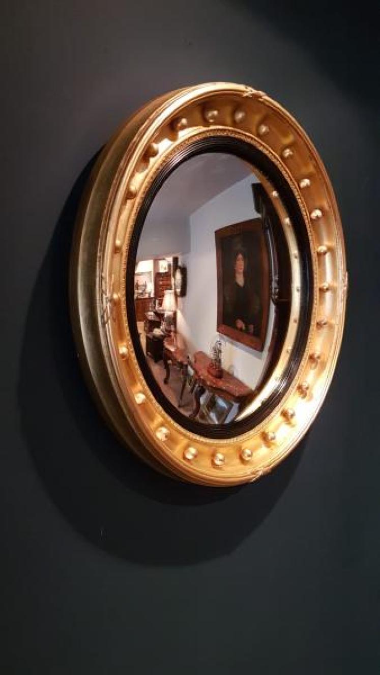 Large Edwardian Gilt Convex Mirror - Image 2