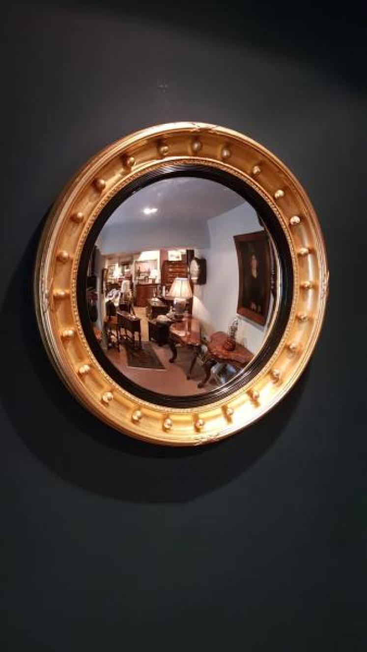 Large Edwardian Gilt Convex Mirror - Image 5