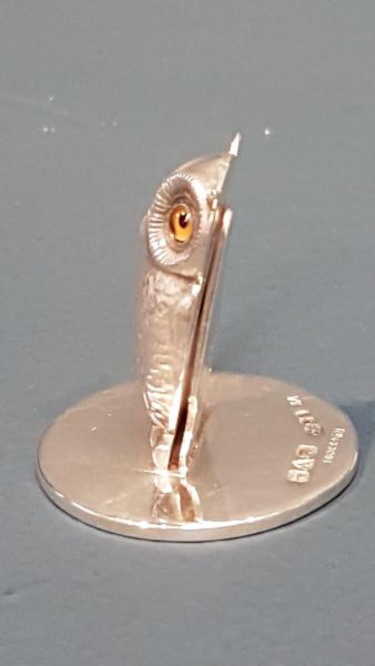 Set of Four Sampson Mordan Silver Owl Menu Holders - Image 5