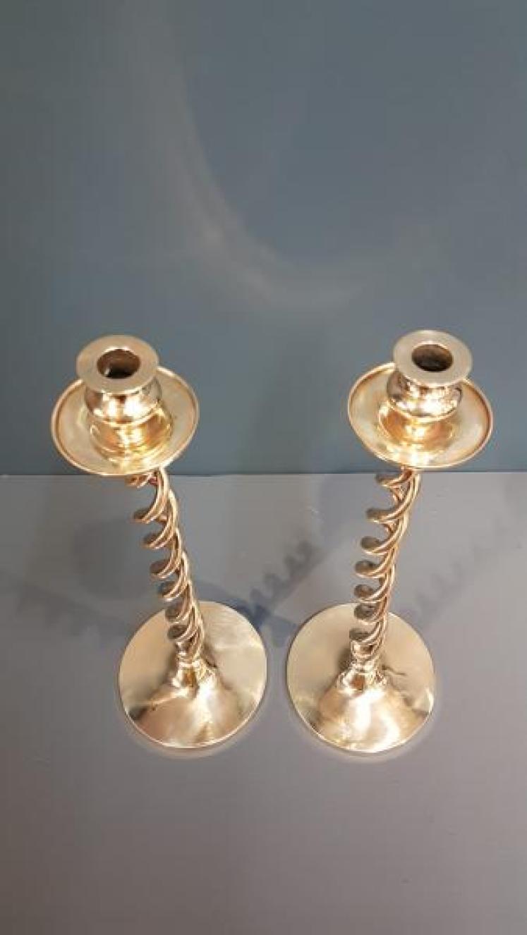 Pair of Large Victorian Brass Candlesticks - Image 2
