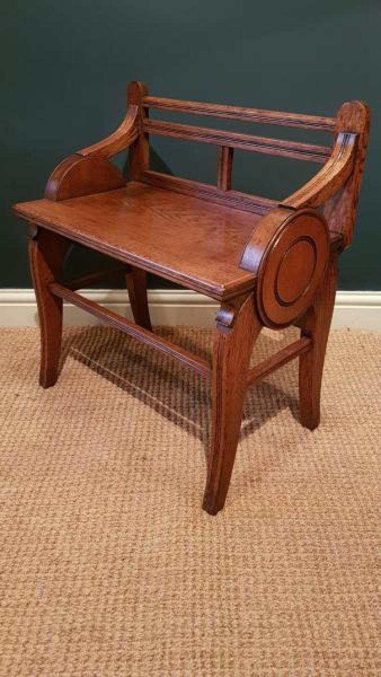 Victorian Oak Hall Bench - Image 1