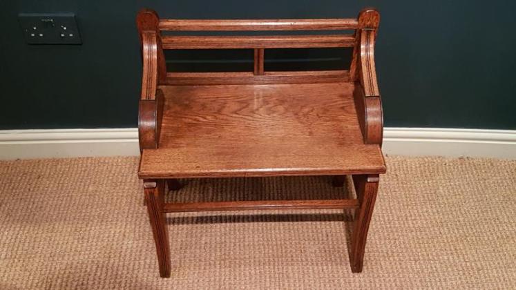 Victorian Oak Hall Bench - Image 2