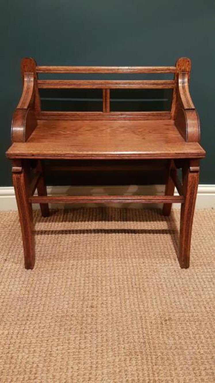 Victorian Oak Hall Bench - Image 4