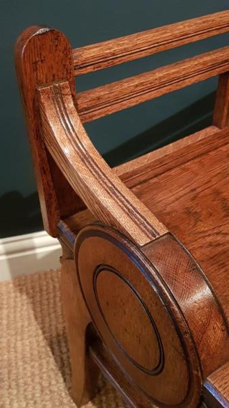 Victorian Oak Hall Bench - Image 5