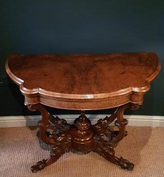 Fine Quality Mid Victorian Burr Walnut Gaming Table