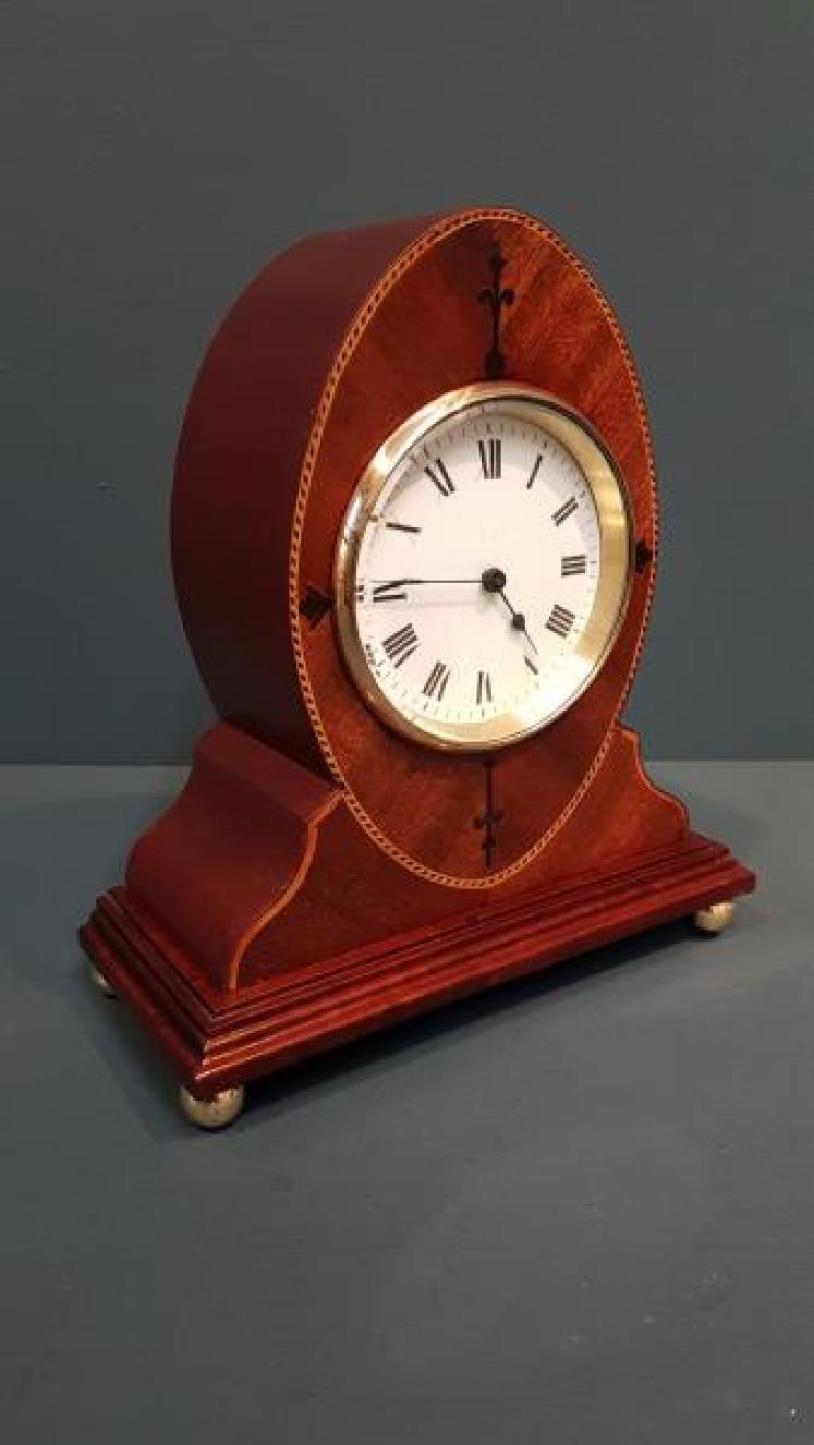Fine Quality Elliptical Inlaid Mahogany Mantel Clock - Image 2