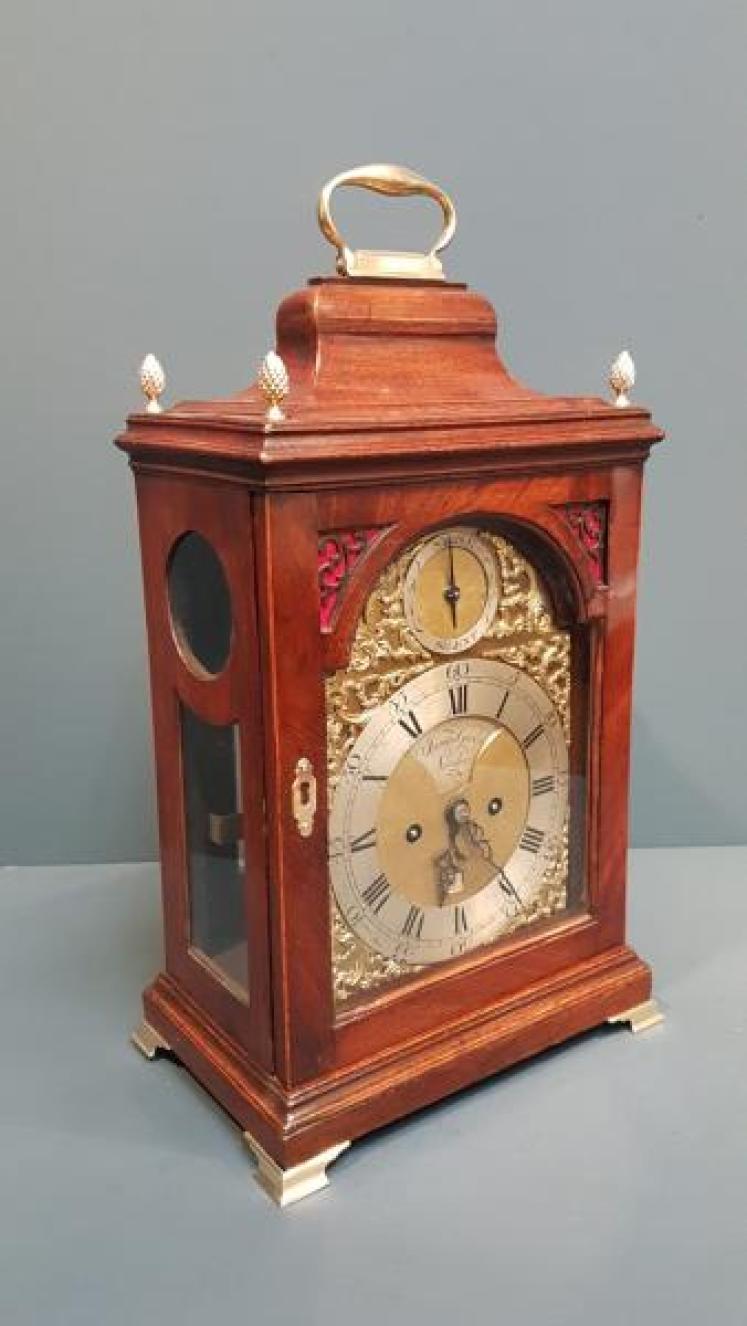 George III Mahogany Bracket Clock - Image 2