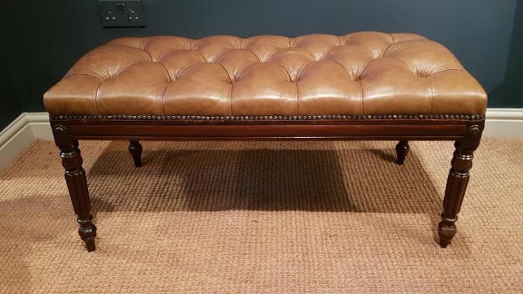 Large Regency Leather Stool - Image 1