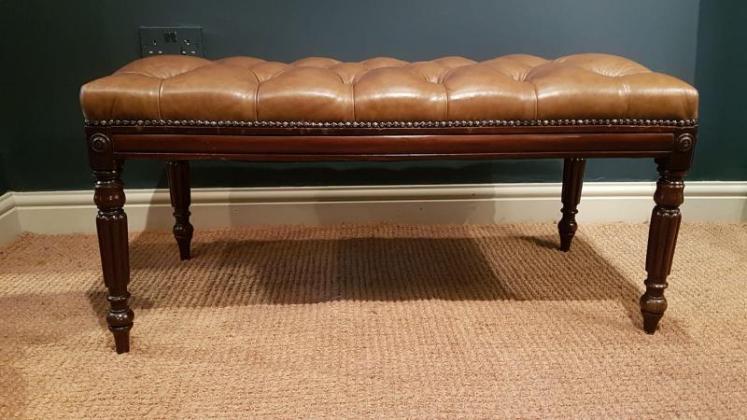Large Regency Leather Stool - Image 2