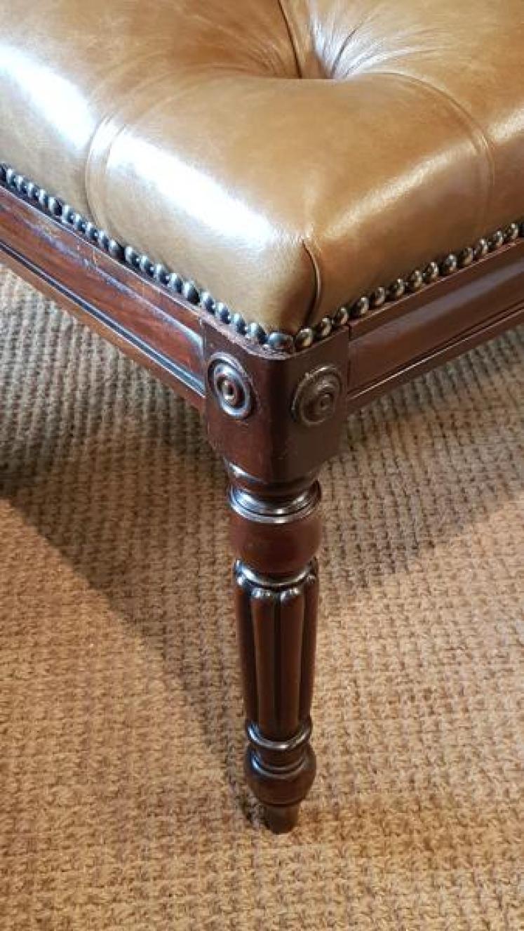 Large Regency Leather Stool - Image 5