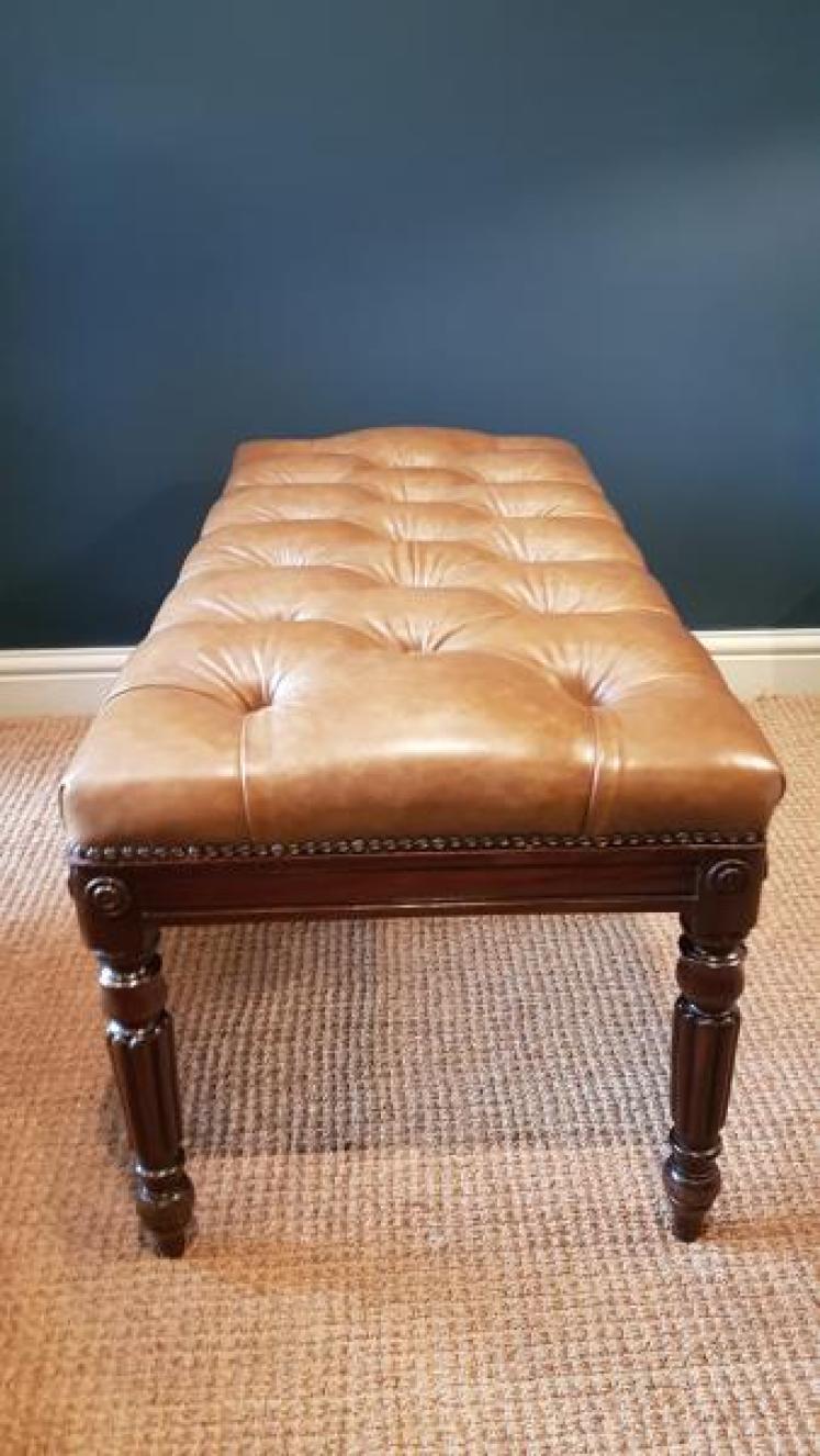 Large Regency Leather Stool - Image 6
