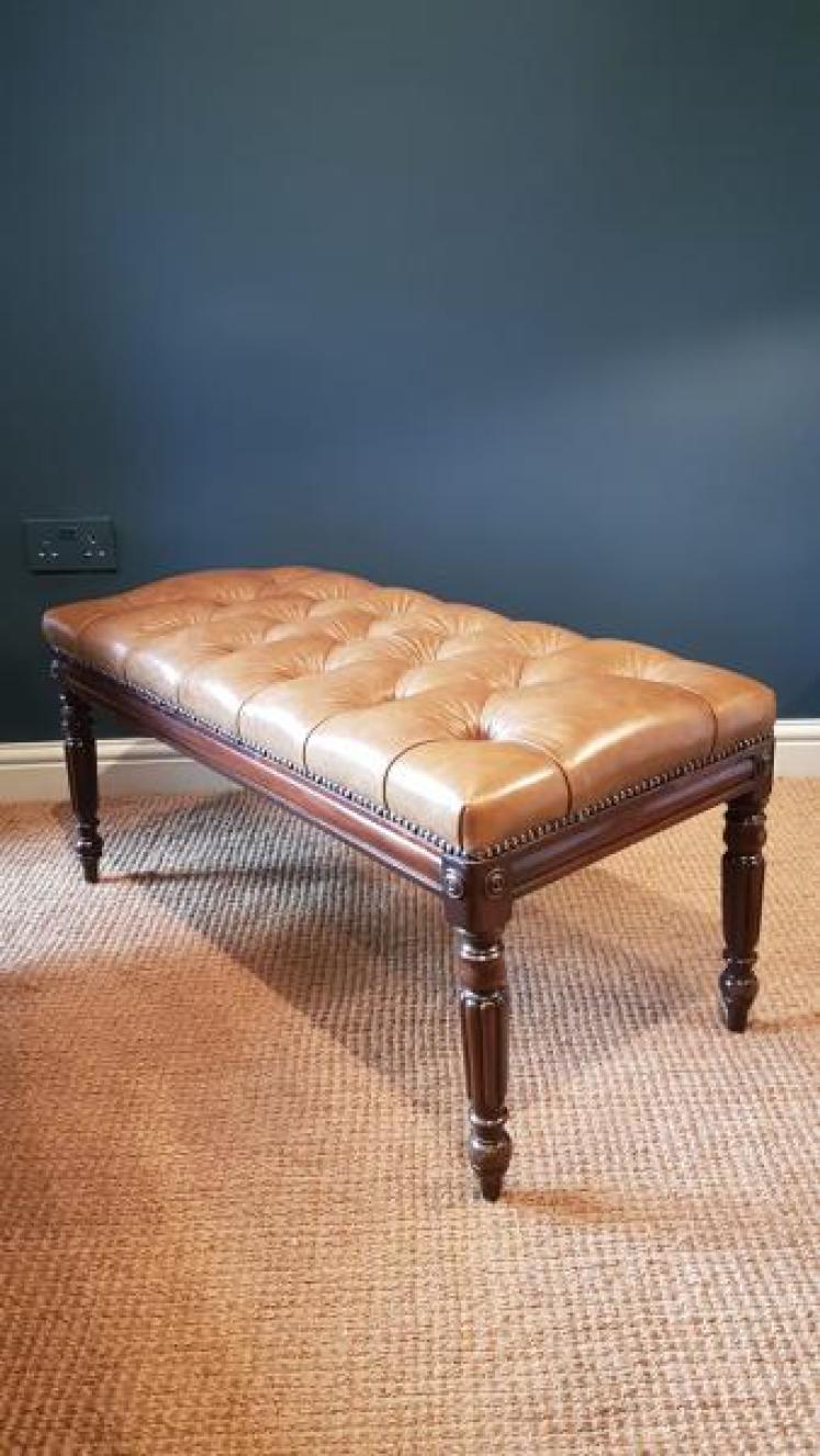 Large Regency Leather Stool - Image 7