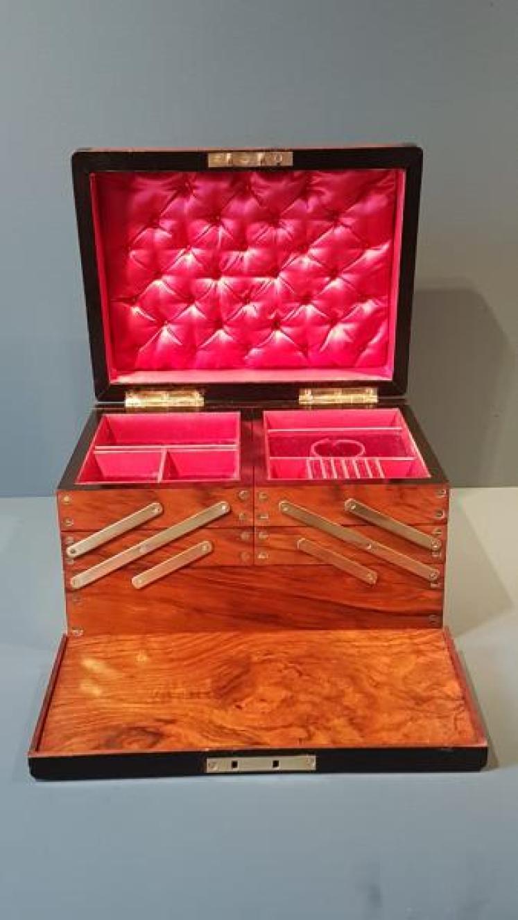 Large Victorian Fold Out Jewellery Box - Image 6