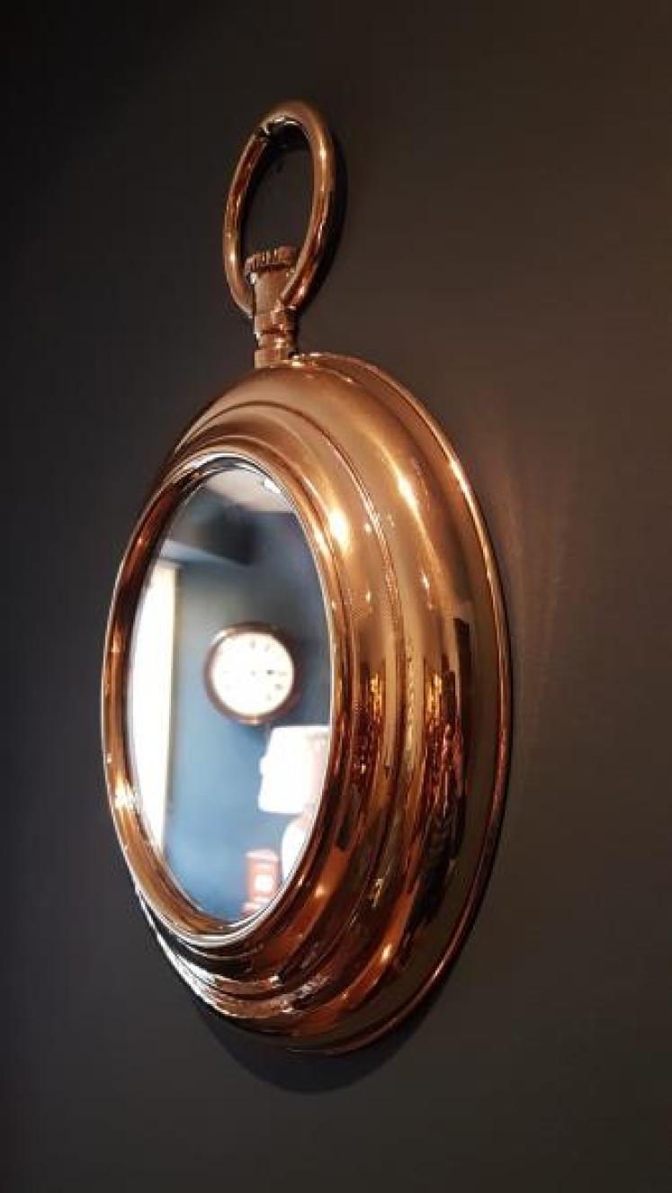1930's Brass Framed Pocket Watch Style Mirror - Image 2