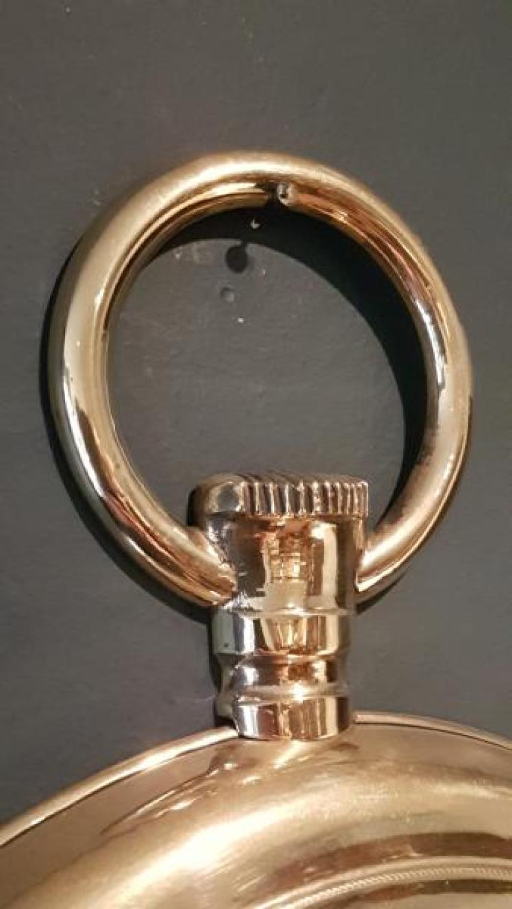 1930's Brass Framed Pocket Watch Style Mirror - Image 3