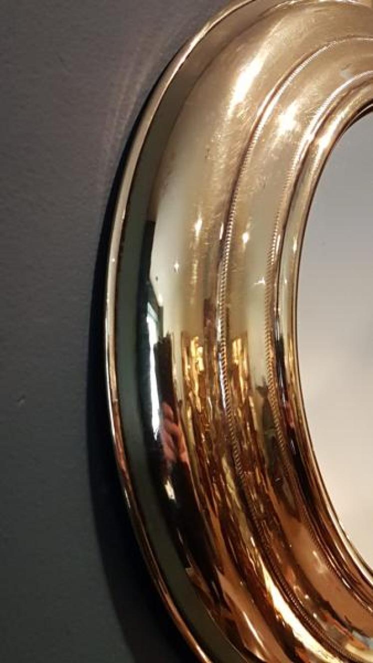 1930's Brass Framed Pocket Watch Style Mirror - Image 4
