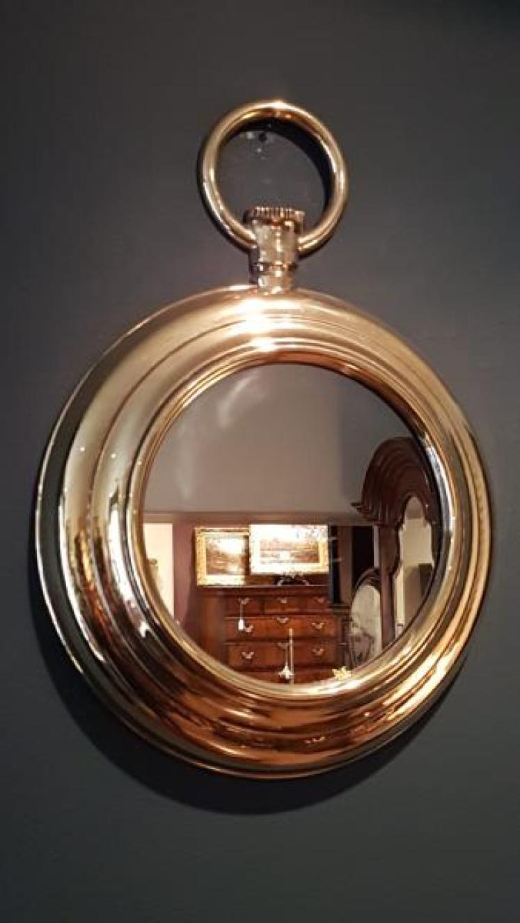 1930's Brass Framed Pocket Watch Style Mirror - Image 5