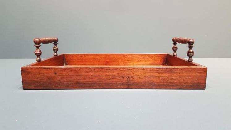 Small Regency Rosewood Brass Inlaid Drinks Tray - Image 3