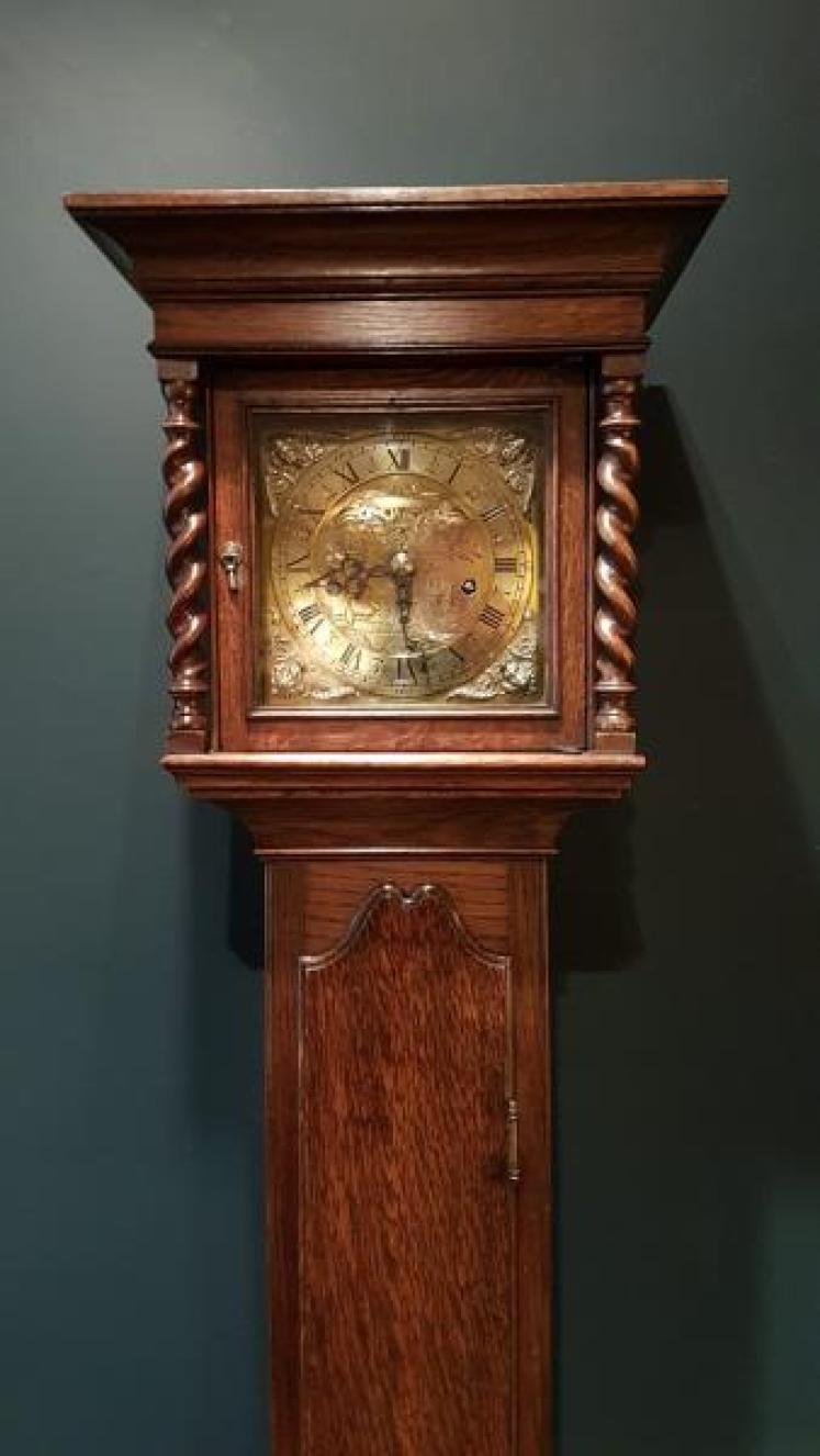 Victorian Oak Weight Driven Grandmother Clock - Image 1